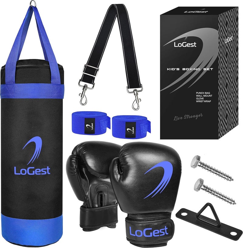Logest Punching Bag for Kids Boxing Set - Suitable for Kids Punching Bags 3-8 Years of Age - Boxing Gloves & Hand Wraps Included - Youth Children Boxing MMA Kickboxing Muay Thai Karate Punching Bag - Image 1